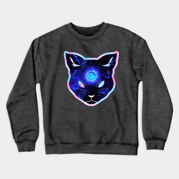 Shocking prismatic iridescent psychic cat Crewneck Sweatshirt by LukjanovArt